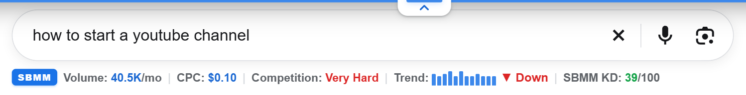 SBMM keyword line under the Google search box