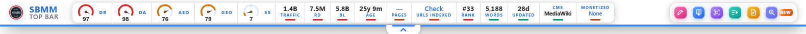 SBMM top bar on a website